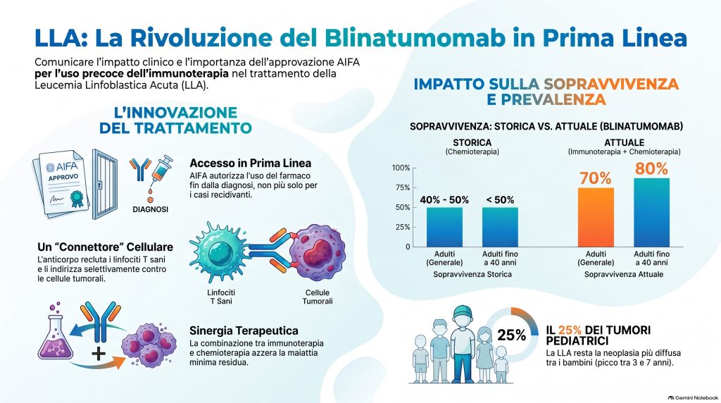 Leucemia linfoblastica acuta: AIFA approva la rimborsabilità in prima linea per blinatumomab