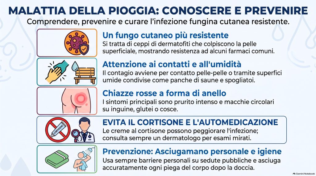“Malattia della pioggia” e dermatofitosi: cos’è, come si trasmette e guida completa ai sintomi e alla prevenzione