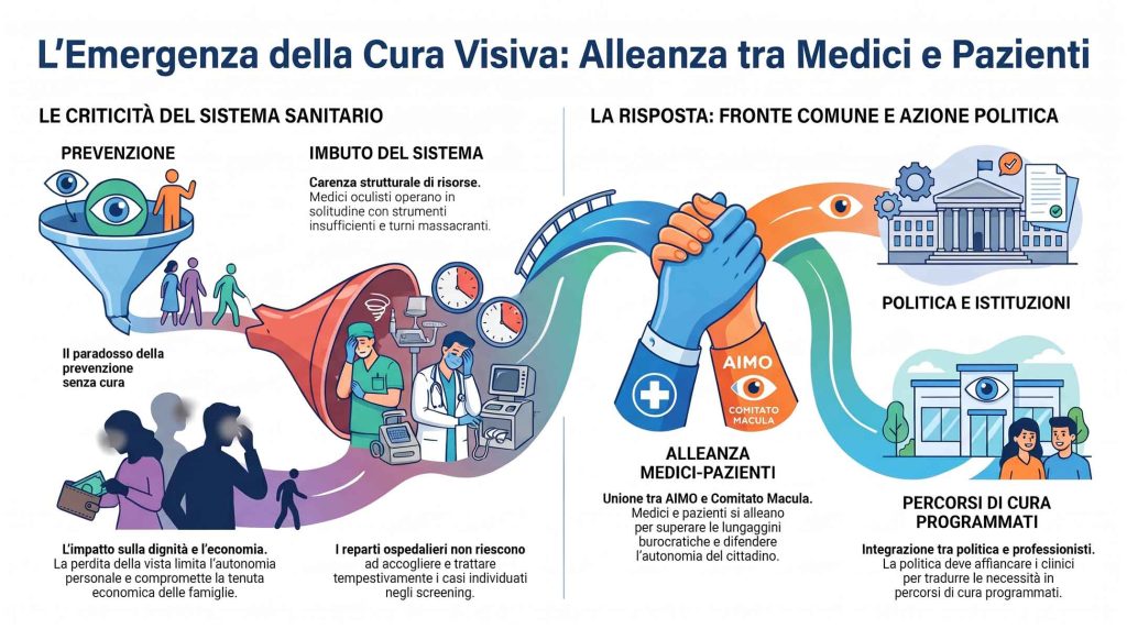 Retinopatie e maculopatie: accordo tra AIMO e Comitato Macula per sbloccare la presa in carico ospedaliera
