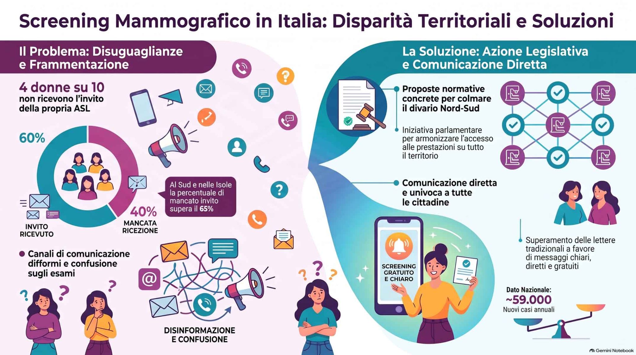 Tumore al seno e screening: quattro donne su dieci non ricevono l’invito ASL, i dati Salute Donna ODV alla Camera